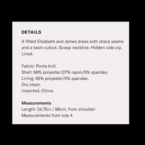 Elizabeth & James Huette Dress. Retail- $385 - Picture 7 of 8